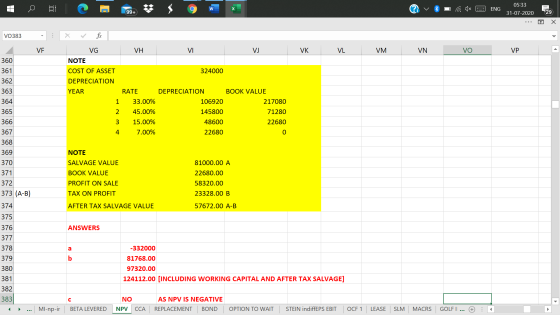 C w ENG 05:33 31-07-2020 99+ 29 Х VO383 fc . VE VH VI VJ VK VL VM VN vo VP 360 VG NOTE COST OF ASSET DEPRECIATION YEAR 361 36