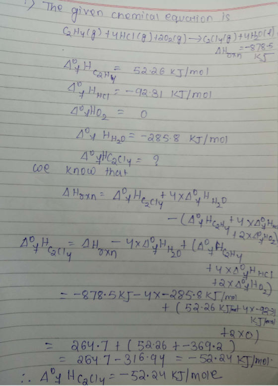 1) The given che he given chemical equation is Санч ( 8 ) 4ЧНІ (8 ) 4a0atg) - CaCl478 )+чн 2-8 785 on К А, н а Балаб кт/mo |