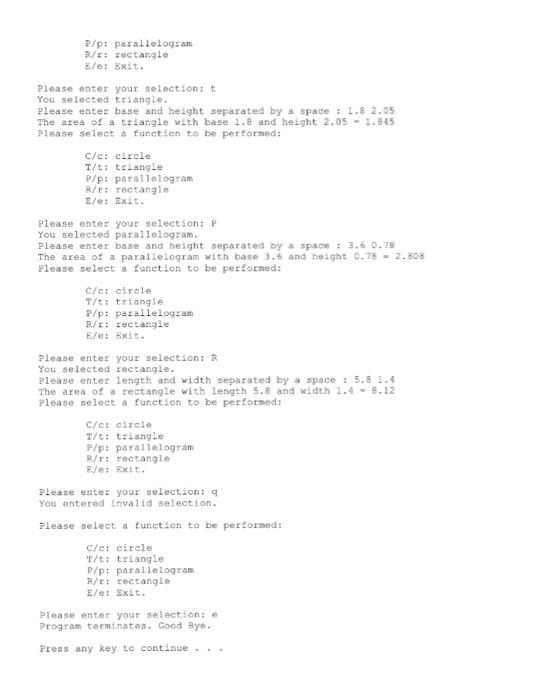 Please use C++ and output have to look like that