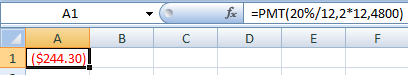 A1 for EPMT(20%/12,2*12,4800) D E F B C i ($244.30)