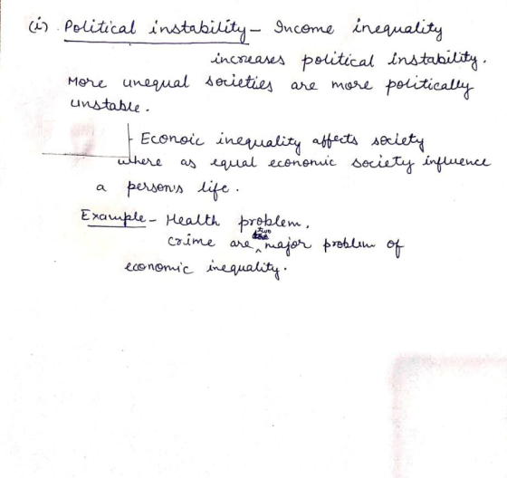 (i) Political instability Income inequality increases political instability, More unequal societies are more politically unst