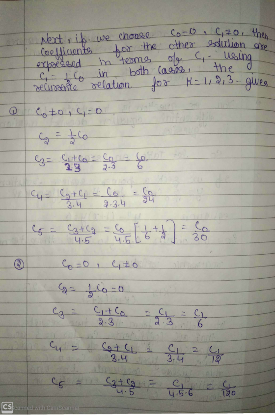 using 1 for the other solucion are Next , ib. we choose Co-o, C, to, then Coeffiuente expressed in terms of C,- both cases, t