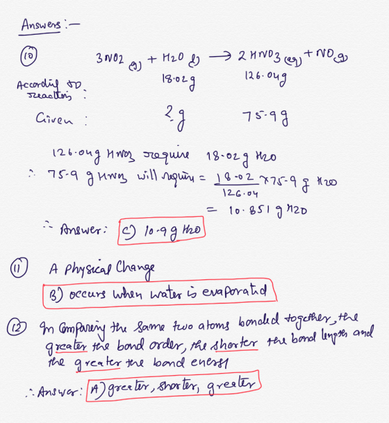 Answers :- 3002 g + H2O & According to 18029 reactos : 2 HNO3 er nog 126.oug 75.99 Given : 29 . 126.ong tinag require 18-02g