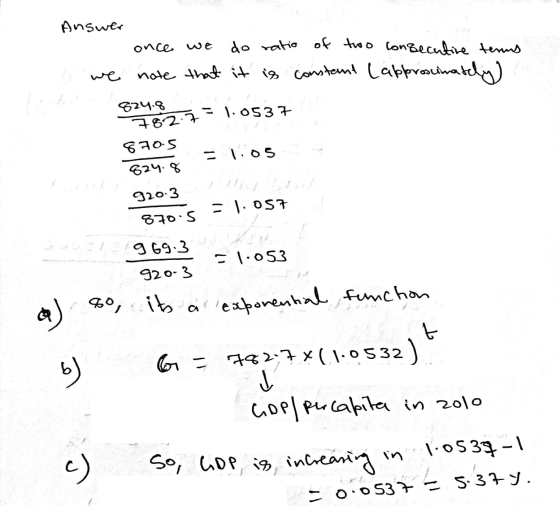 Answer do ratio of two consecutive terms we note that it is constant (approximately) once we 824.8 = 1.0537 782.7 870.5 824.8