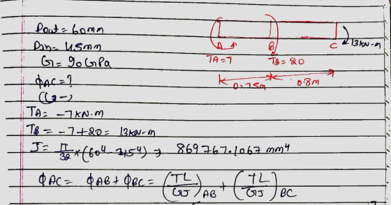 Pout= bomm 1. Din- usmn I G= 9o Gpa - 3 knom TA=7 To=90 ععمه گا ca- TA= -7KN.m TB = -7+20= 12knom Ja ho xftoh. 1454 17 869767