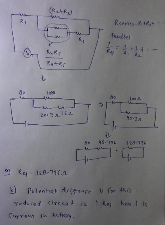 (R2 + R₂) RI Rseries= Ritrat Ro Parallel L - I++ Reg Ri R2 RyRS RutR5 80 Toer do loor => 20+32 752 95.32 40.796 128-796 누 a R