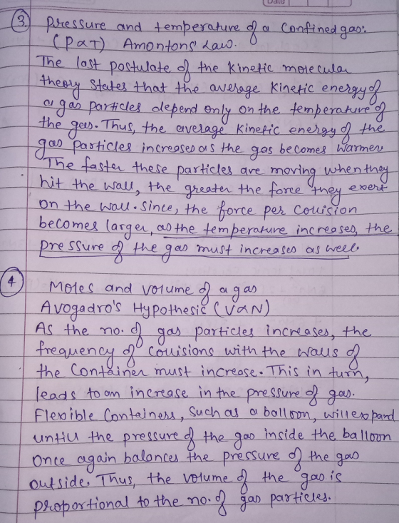 Udle Pressure and temperature of a Confined gas: (POT) Amontons Law. The last postulate of the kinetic molecular I theory Sta