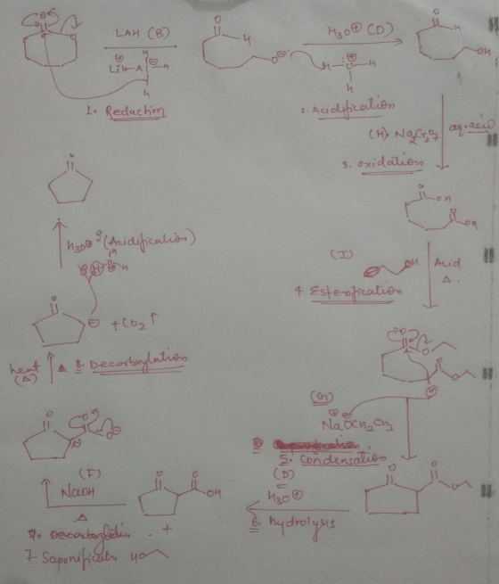 LAH (B) H30CD) CD In LA Lo Reduction 2. Acidification (H) Nacra as-aced 3. oxidation to 1300 (Acidification) (I) on Acid A. 4