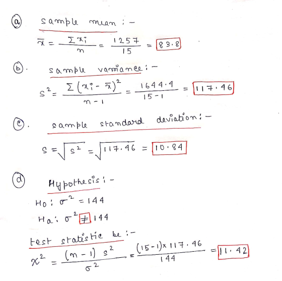 sample mean :- ña IX m 1257 - 15 3.8 . © sample variance: - 02 Elain² 1644.4 17:46 15-1 ml 1 deviation: sample standard 1084