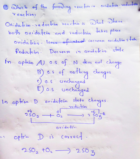 YO which of the following reaction in oxidation reduction - reactions , Oxidation -reduction reaction is what where both oxid