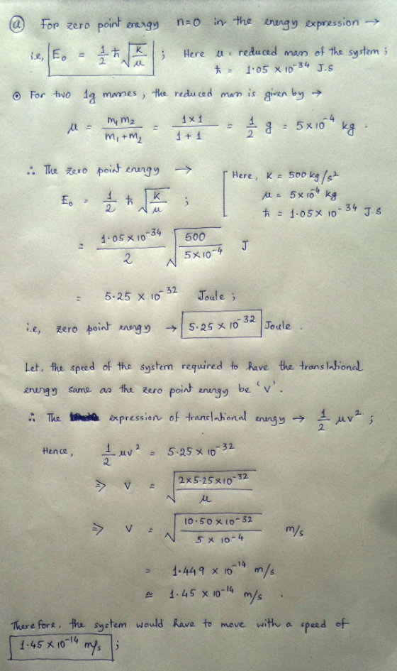 @ For zero point ensgy no in the enungy expression a) top Zero poinl rugg ry th : 耂. 2. For two 4g mares, the reclu c d mm is