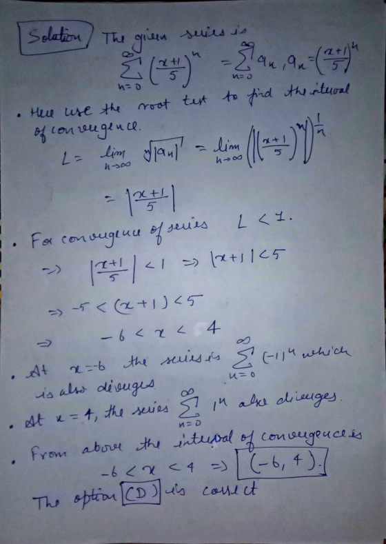 Solation) The gian suces i Š (*) 4.92 (1 Here use the root test to find the interval of con vigence. La din urma - doim (1 :-