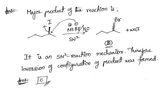 Aus- Majos product of the reaction is; BO Na By/HO - twal SN2 It is an SN²-reaction mechanism. Therefore inversion of configu
