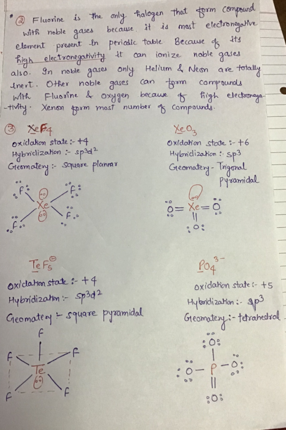 @ Fluorine is the only halogen that form compound with noble gases because it is most electronegative element present in peri