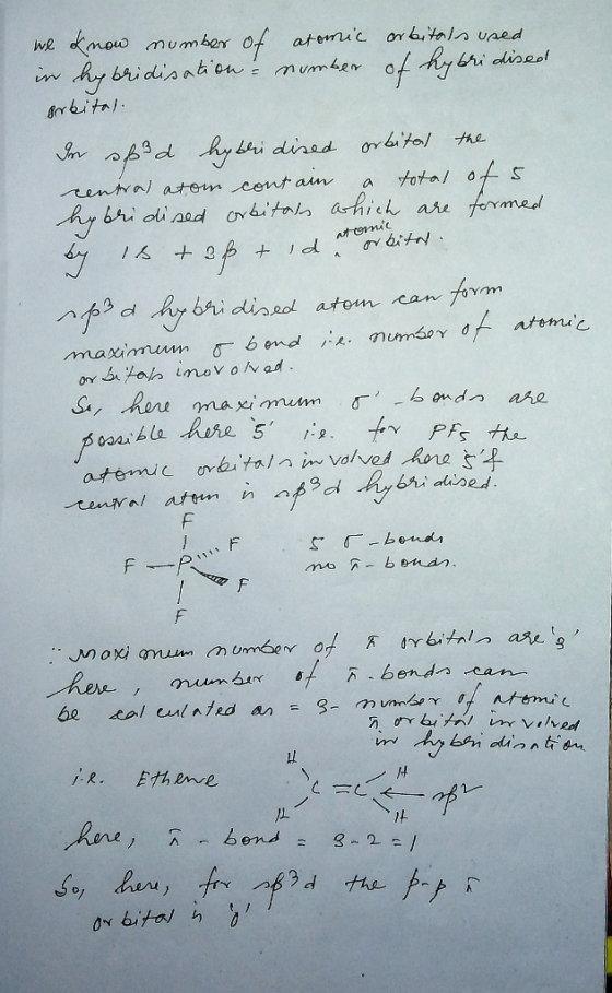 we know number of atomic orbitals used in hybridisation - number of hybridised arbital In sped hybridised orbital the central