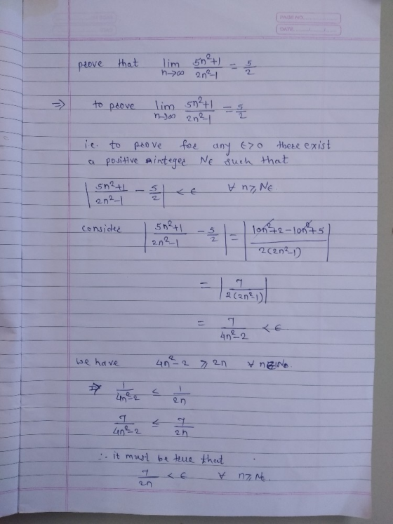 DAT plove that lim 6h%) to péove ie, to t40 ve fee any E70 thee exist a positive aintege Ne such that 5n2 5 1022-1on+5 2h it