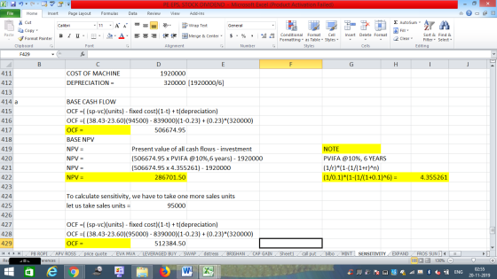 PE EPS DIVIDEND Microsoft Excel (Product Activation Failed) Formulas File Home Insert Page Layout Data Review View Add-Ins E