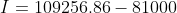 I=109256.86-81000
