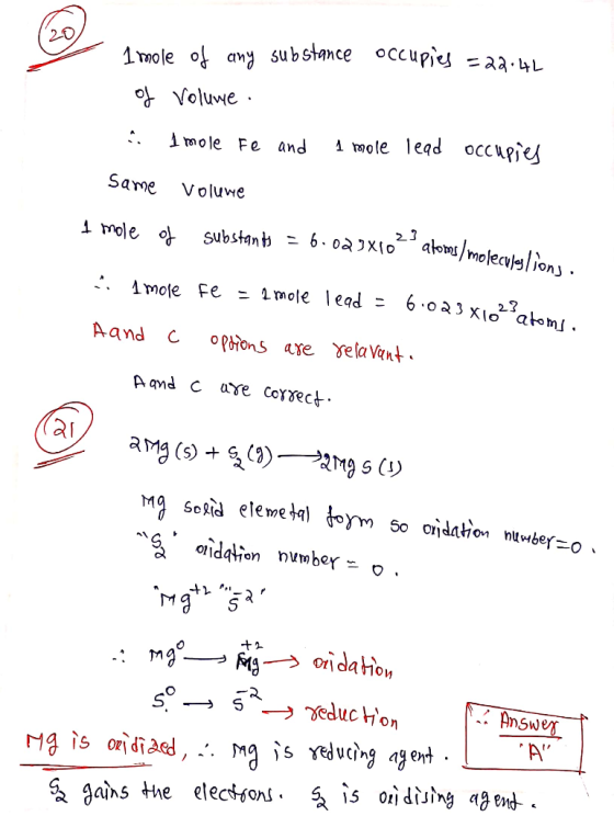 1 mole of any substance occupies =22.4L of Volume . . i mole Fe and 1 mole lead occupies Same voluwe I mole of substants = 6.