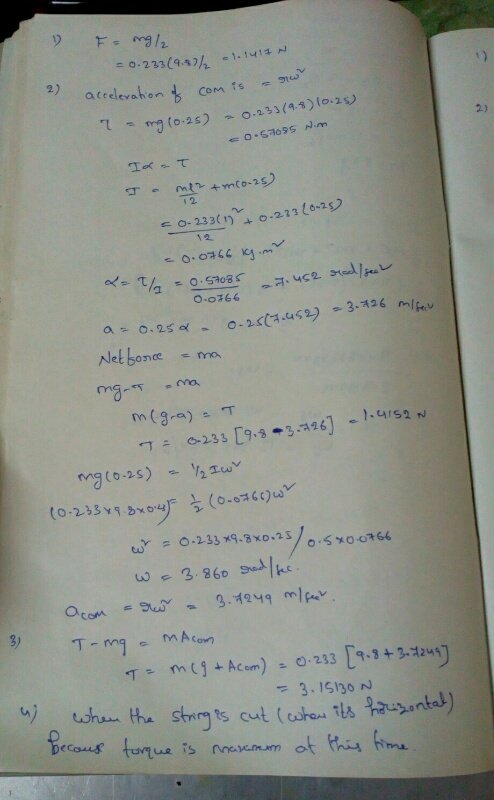 » Isong/2 2) = 0.233(447) - 1.141 acceleration of com is arw 2 - my (0-25) - 0.233(9. 0.233(9.8) 10.25) acceleration of a -0.