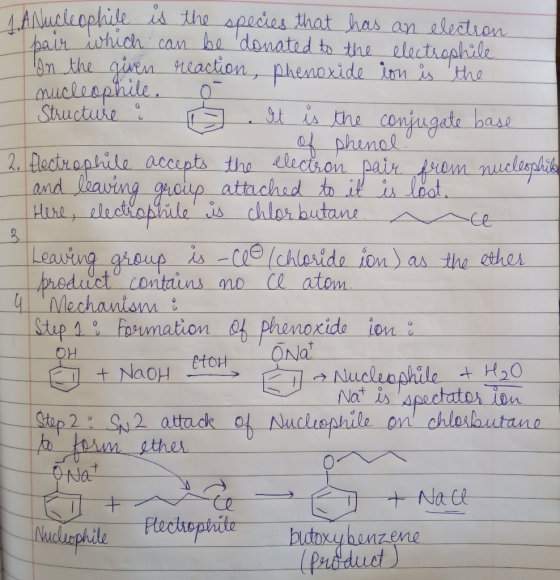 Nucleophile is the species that has an electron bair which can be donated to the electrophile on the given reaction, Phenoxid