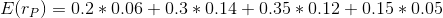 Erp) = 0.2 * 0.06 + 0.3 * 0.14 +0.35*0.12 +0.15 * 0.05