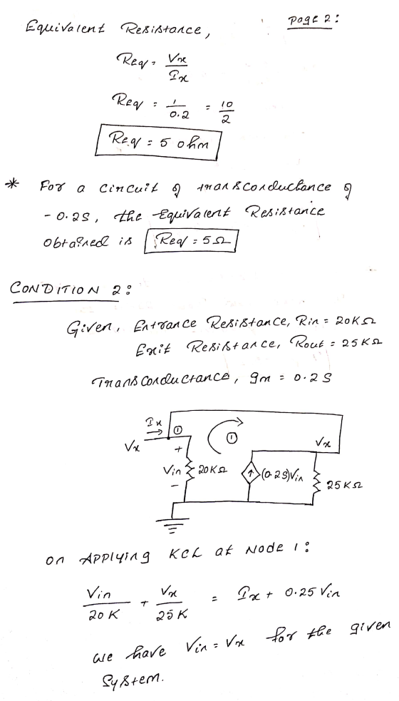 Equivalent Resistance, Page 2 Reqa Vne Ix Req 10 . 0.2 10 h Req=5 ohm * For a Cincuit 2 -0.25, tuan & concluchance the equiva