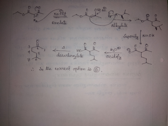 Saponify Nа ои 6 15 A decarboxylate y 400 eith acidify + So the correct option is ®. vast