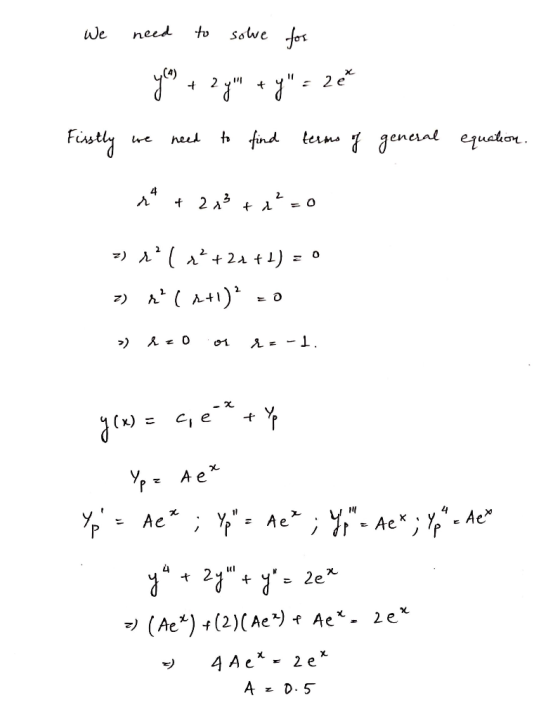 We need to solve for yout 2 yun ey - ze Firstly we need to find terms of general equation. r4 + 2 x3 + x²=0 7) ( x +24+1) =