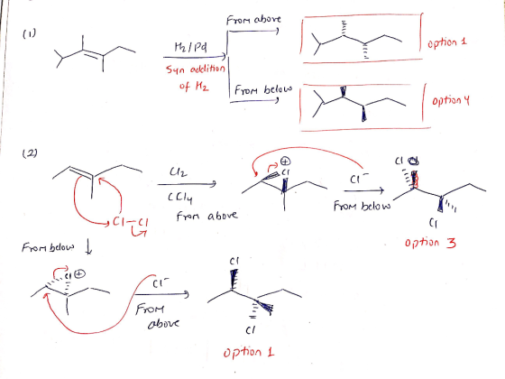 - From above E HIPd option 1 Syn addition of H₂ from below I from being so loning option 4 (2) 1. U2 CI (Cly from From below