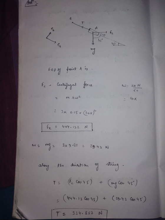 soll B T A fe hen ng foo of point of is For centrifugal force w= 27 N 2 in rw2 (о Ĉ Здо 15 x (15) 2 444. 132 IFE 2 3 x 9.81 2