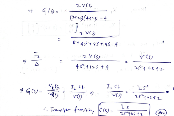 2V(5) 419) T (2429(4+24 - 4 je = 2 VCS) 81 452 +857.45-4 ant (5)^ 키 2 V(5) 4 5² + 125 + 4 zd so ter Iz SL LS G(s) = 2 Ve(s)