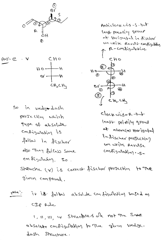 HO Anticlock wis-s-but least preonily group at Harigental in tischer we write Reversi configukty AR-configulation, Ang-e v сн
