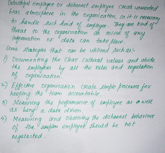 Unthuthtul employee or dithonecf -emplogee Creak unpanted bras atmosphere in the organizafion, so it lis nereutor to handle a