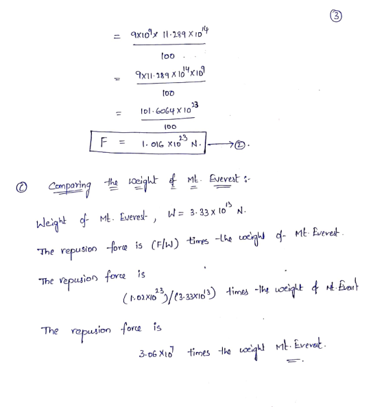 t0o 3 (Do 23 Comparin th oeiqht fmt. Evevest t e ME- Kveve The repusion -fore is CFi The vepusion forre is The repusion force