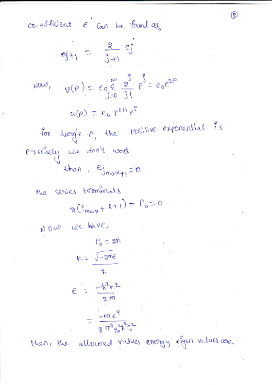 co-efficient é can be found as, waws, v(P) = toe cream . a(p) = eo petief for large op, the positive exponential is precisely