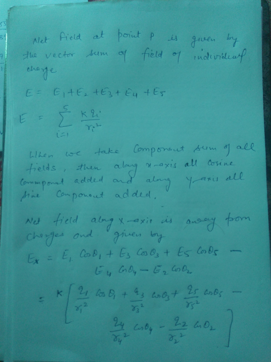 is of given by individual ut field at point p the vector sum of field charge E = E + E₂ tE3+ E4 + E5 E = 3 kr When we take Co