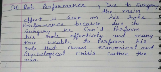 CH Role Performance Due to surgery the main ethert is seen on his role Performance because due to he cant perform his role e