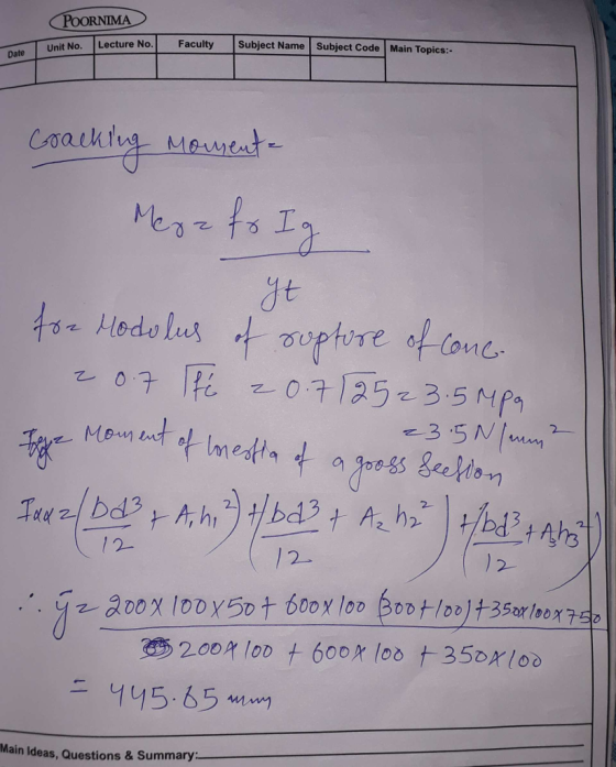 POORNIMA ecture No. Faculty Subject Name Subject Code Main Topics: Date 乙. 1 2 2 니니565 wtw Main Ideas, Questions & Summary