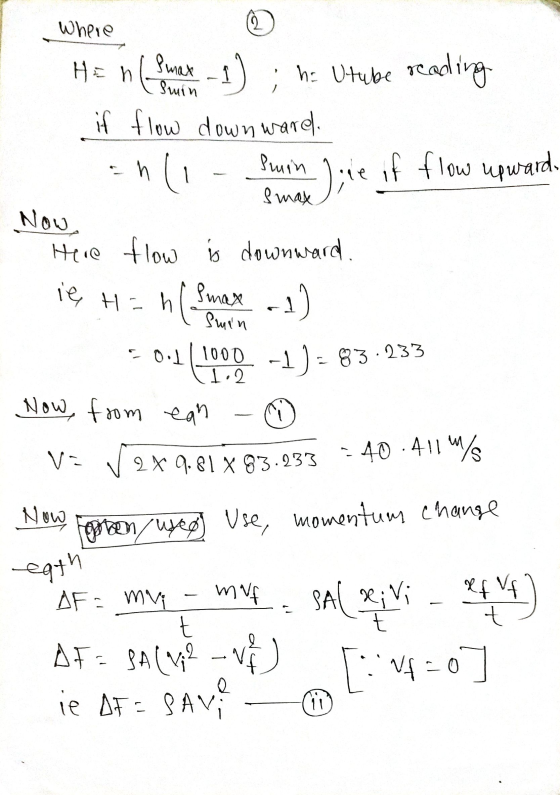 2 1 ) Smin Where Hent Smax he Utube reading if flow down ware. Smin an Smax Nou Here flow is downward -1) Smin h ie H= n(Smar