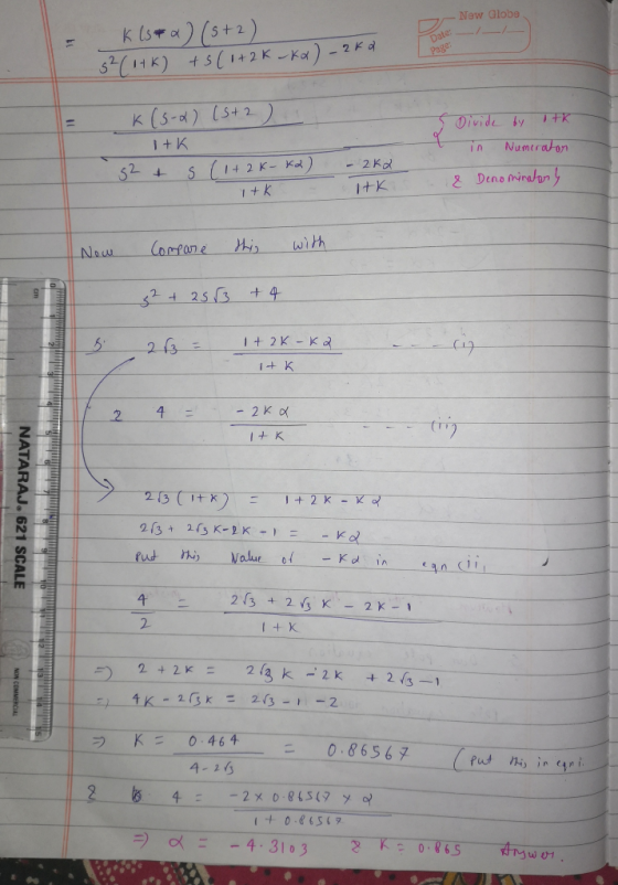 New Globe K(sta) (5+2) 52(1+k) +5 (1+2K-kd) -zka Date: Page k (5-2) (5+2) 1 +K 32 + s (1+2K-K) Divide by in Numerator - 2k2 I