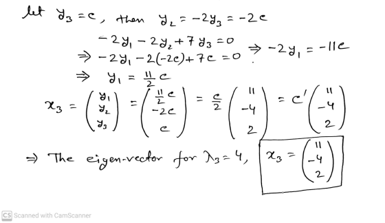 let Yzze, then Ye=-24₂=-2e -29, -29, +783-0 >> -27,-26-2e)+7c = 0 y, le -27, = -11e + 2 11 10 the = é Xz JIN = Yz -4 -26 ya 2