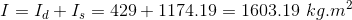 I=I_{d}+I_{s}=429+1174.19=1603.19\ kg.m^2