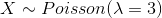 X ~ Poisson (1= 3)