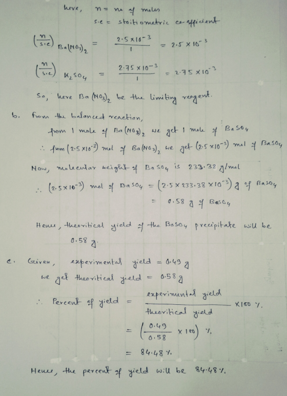 here, n= n af moles sie - stoitiometric ce-efficient 2.5810-3 (sie) BalNo = 23x10 = 2,5x10-3 d) xson - 2:35x10-22-75*10*? So,
