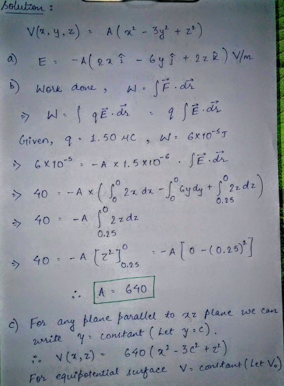 Selutten: 시。 E..dん 0,25 0.25 A 0-(0.25 0.25 umite constant (Let y ac) Fer, equipotential turtace。V-cond tant (Let V。