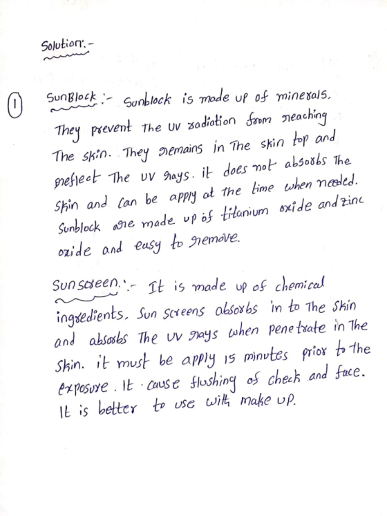 Solution Sunlok Sunblock is made uf of minexals5. They prevent The uv sadiation niéachin,g The skin. They nemains in The shin