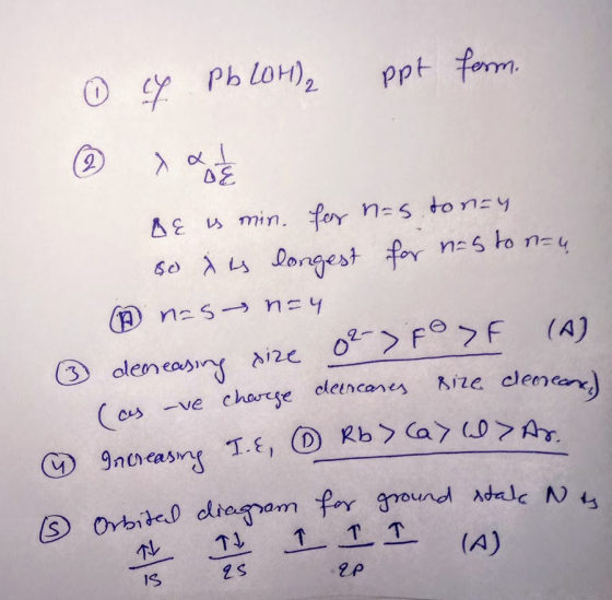 o cy Pb LOH)2 ppt form. be is min. fer nas tony so à is longest for naston-4 nas n=4 ② deneasing size 02-> FO F (A) (as -ve c