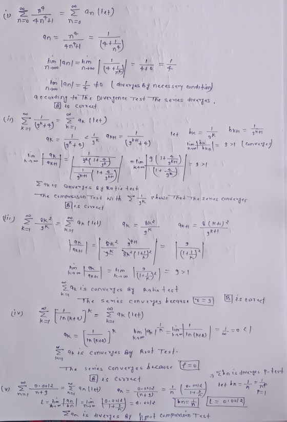 no § an llet) não 4ntti n=0 an= ne 4n44 ne 1 lim lan = lim 4+0 4 N700 im lan/ = 1 4 to (diverges by necessary condition) acco