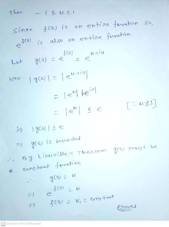 ther - 1sual sinee fCZ) is an entire formation so, is also an entire fornetion. f(Z) e f(2) Mtive = e Let g(2) Fe انا NG 1 96